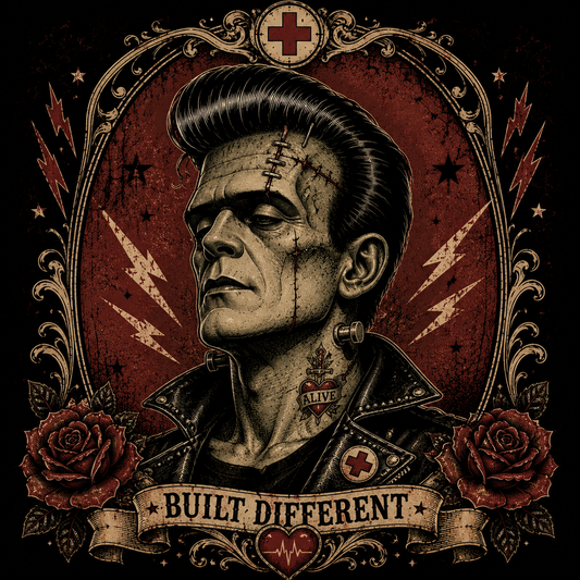 Frankenstein's Monster in a Rockabilly Pompadour